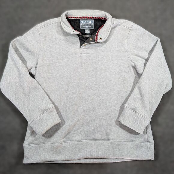 Maxxsel Other - Maxxsel Sweater Men Large Gray 1/4 Snap Pullover Heavy Fleece Lined